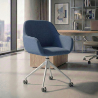 Chaise de réunion à roulettes Greta, base en aluminium