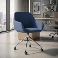 Chaise de réunion à roulettes Greta, base en aluminium