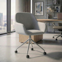 Chaise de réunion à roulettes Greta, base en aluminium