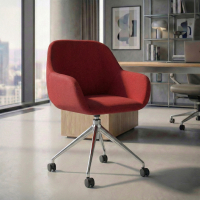 Chaise de réunion à roulettes Greta, base en aluminium