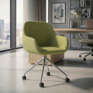 chaise de reunion chromee vert giratoire avec roulettes tissu accoudoirs rembourres 2