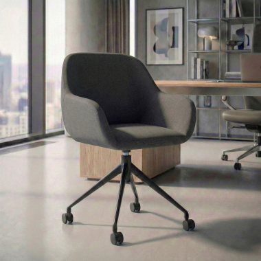 chaise de reunion noir anthracite giratoire avec roulettes tissu accoudoirs rembourres 2