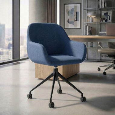 chaise de reunion noir bleu giratoire avec roulettes tissu accoudoirs rembourres 2