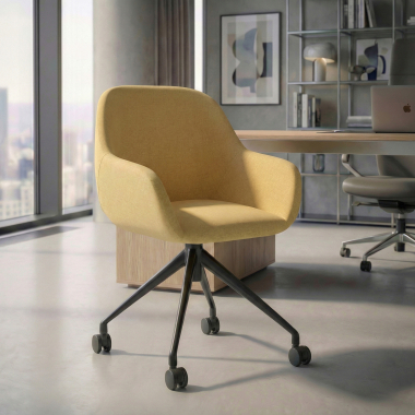 chaise de reunion noir jaune giratoire avec roulettes tissu accoudoirs rembourres 2