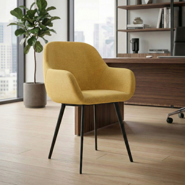 chaise visiteur jaune 4 pattes tissu accoudoirs rembourres 2