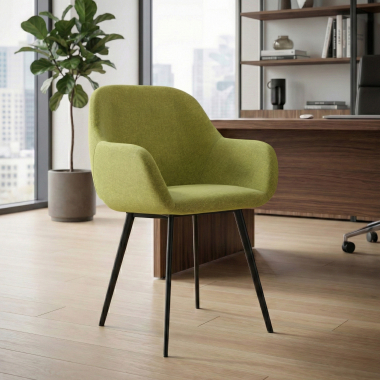 chaise visiteur noir vert 4 pattes tissu accoudoirs rembourres 2