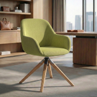 Chaise de réunion Greta, base en bois pivotante