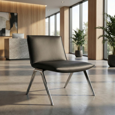 chaise salle d attente noir paisley simil cuir sans accoudoirs 2