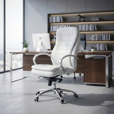 fauteuil de bureau blanc atenas simil cuir accoudoirs rembourres 2