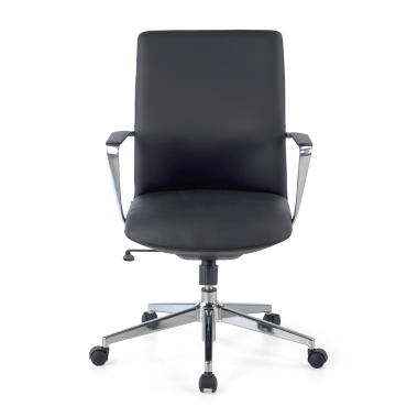 fauteuil de bureau noir dossier bas simil cuir accoudoirs fixes 3