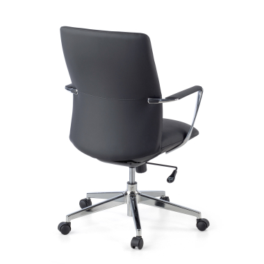 fauteuil de bureau noir dossier bas simil cuir accoudoirs fixes 9
