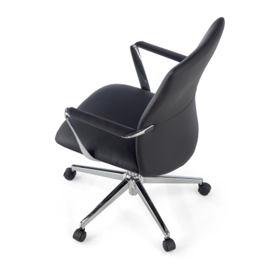 fauteuil de bureau noir dossier bas simil cuir accoudoirs fixes 7