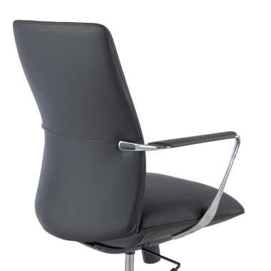 fauteuil de bureau noir dossier bas simil cuir accoudoirs fixes 4