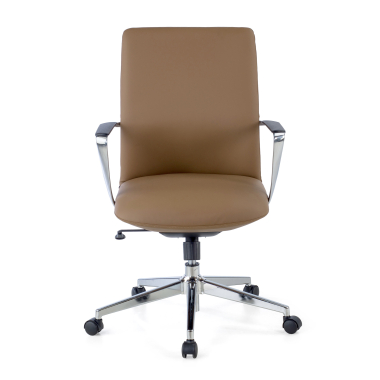 fauteuil de bureau beige dossier bas simil cuir accoudoirs fixes 3