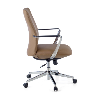 fauteuil de bureau beige dossier bas simil cuir accoudoirs fixes 4