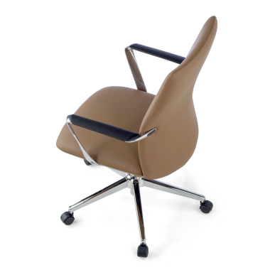 fauteuil de bureau beige dossier bas simil cuir accoudoirs fixes 8