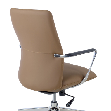 fauteuil de bureau beige dossier bas simil cuir accoudoirs fixes 5