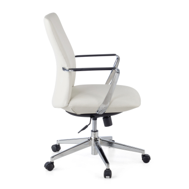 fauteuil de bureau blanc dossier bas simil cuir accoudoirs fixes 6