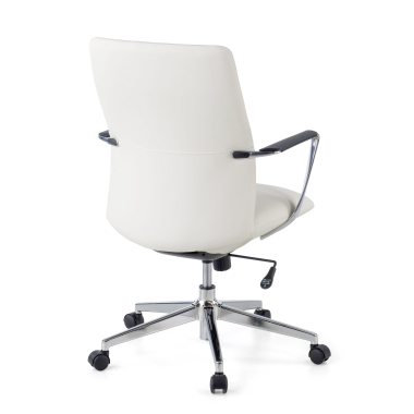 fauteuil de bureau blanc dossier bas simil cuir accoudoirs fixes 9