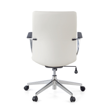 fauteuil de bureau blanc dossier bas simil cuir accoudoirs fixes 8