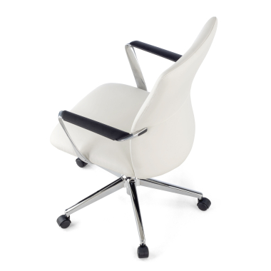 fauteuil de bureau blanc dossier bas simil cuir accoudoirs fixes 7