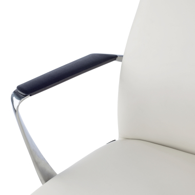 fauteuil de bureau blanc dossier bas simil cuir accoudoirs fixes 5