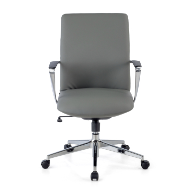 fauteuil de bureau gris dossier bas simil cuir accoudoirs fixes 3