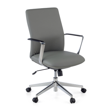 fauteuil de bureau gris dossier bas simil cuir accoudoirs fixes 1