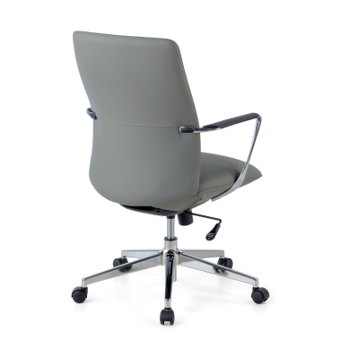 fauteuil de bureau gris dossier bas simil cuir accoudoirs fixes 9