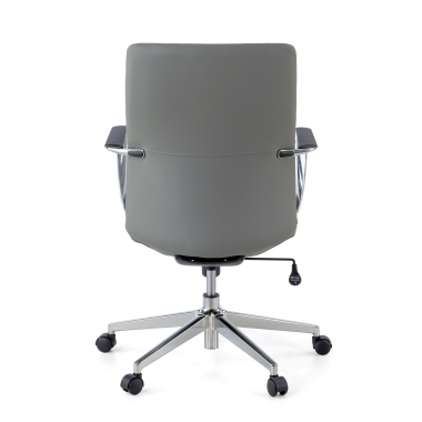 fauteuil de bureau gris dossier bas simil cuir accoudoirs fixes 7
