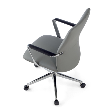 fauteuil de bureau gris dossier bas simil cuir accoudoirs fixes 8