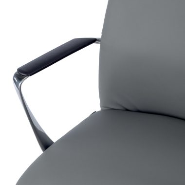 fauteuil de bureau gris dossier bas simil cuir accoudoirs fixes 5