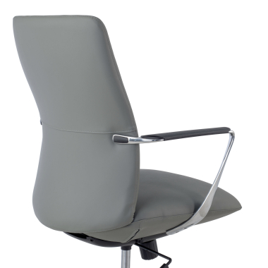 fauteuil de bureau gris dossier bas simil cuir accoudoirs fixes 6