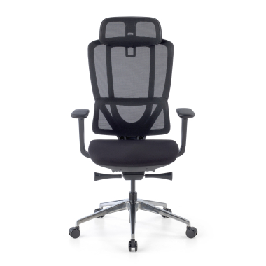 chaise ergonomique noir aeroflow structure noire maille accoudoirs reglables 3d double soutien lombaire appui tete 3