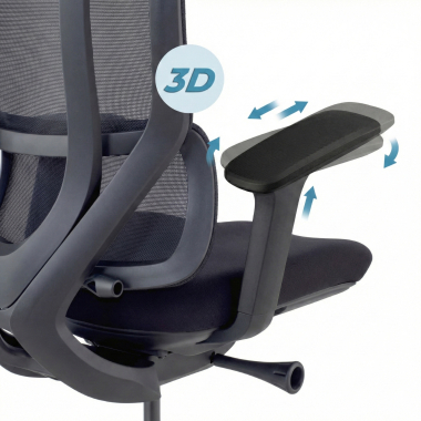chaise ergonomique noir aeroflow structure noire maille accoudoirs reglables 3d double soutien lombaire appui tete 5
