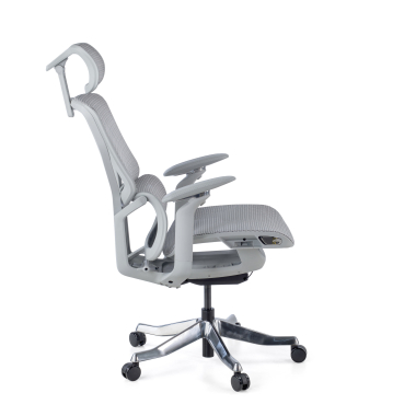 chaise ergonomique blanc gris aerofit structure blanche maille accoudoirs reglables 4d double soutien lombaire appui tete 5