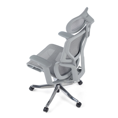 chaise ergonomique blanc gris aerofit structure blanche maille accoudoirs reglables 4d double soutien lombaire appui tete 7