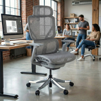 Chaise de Bureau Ergonomique AeroFit, Haute Performance, Structure Blanche