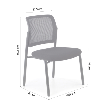 chaise visiteur gris sans bras maille sans accoudoirs 11