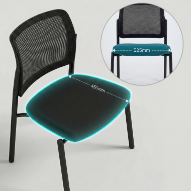 chaise visiteur noir sans bras maille sans accoudoirs 5