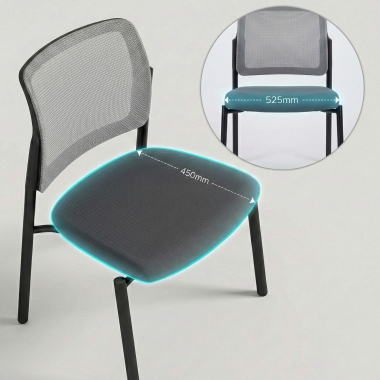 chaise visiteur gris sans bras maille sans accoudoirs 5