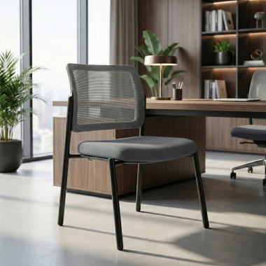 chaise visiteur gris sans bras maille sans accoudoirs 2