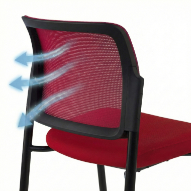 chaise visiteur rouge sans bras maille sans accoudoirs 8