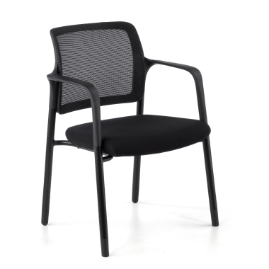 chaise visiteur noir avec bras maille accoudoirs fixes 1