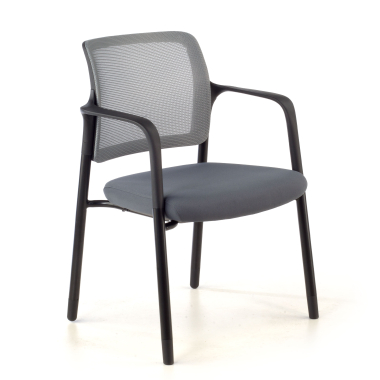 chaise visiteur gris avec bras maille accoudoirs fixes 1