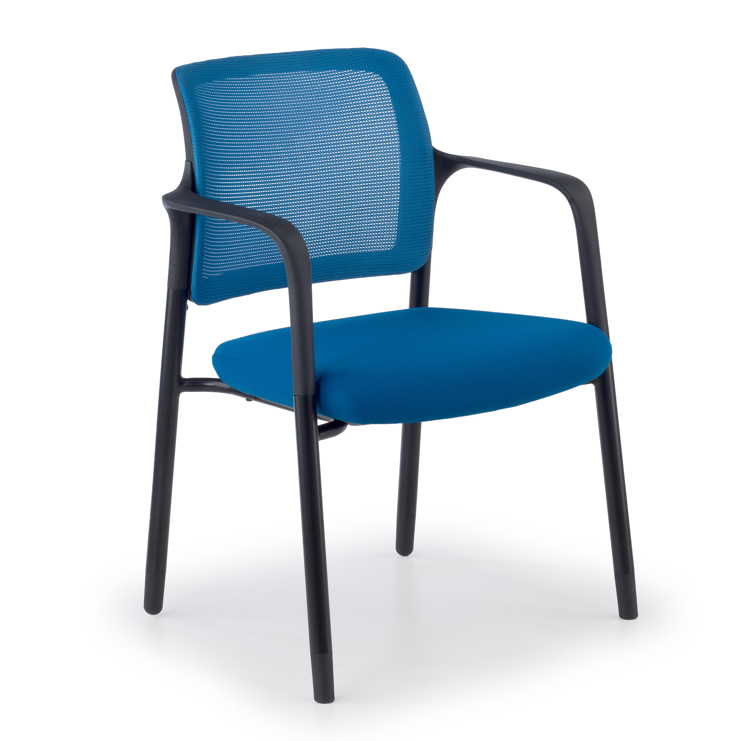 Chaise de conférence Hermes avec accoudoirs, piètement 4 pieds, assise large, dossier en maille