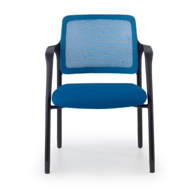 chaise visiteur bleu avec bras maille accoudoirs fixes 3