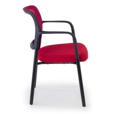 chaise visiteur rouge avec bras maille accoudoirs fixes 4