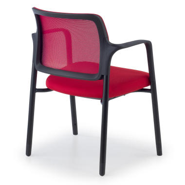chaise visiteur rouge avec bras maille accoudoirs fixes 8