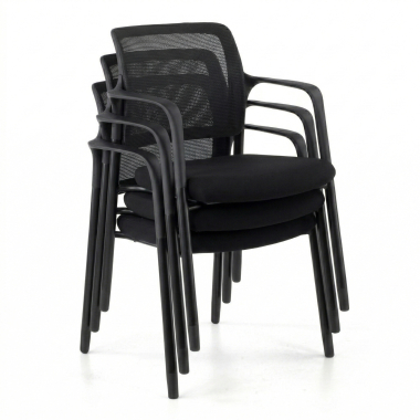 chaise visiteur noir avec bras maille accoudoirs fixes 7